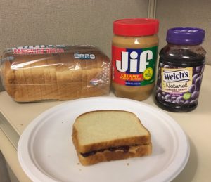 Peanut Butter and Jelly Sandwich with ingredients